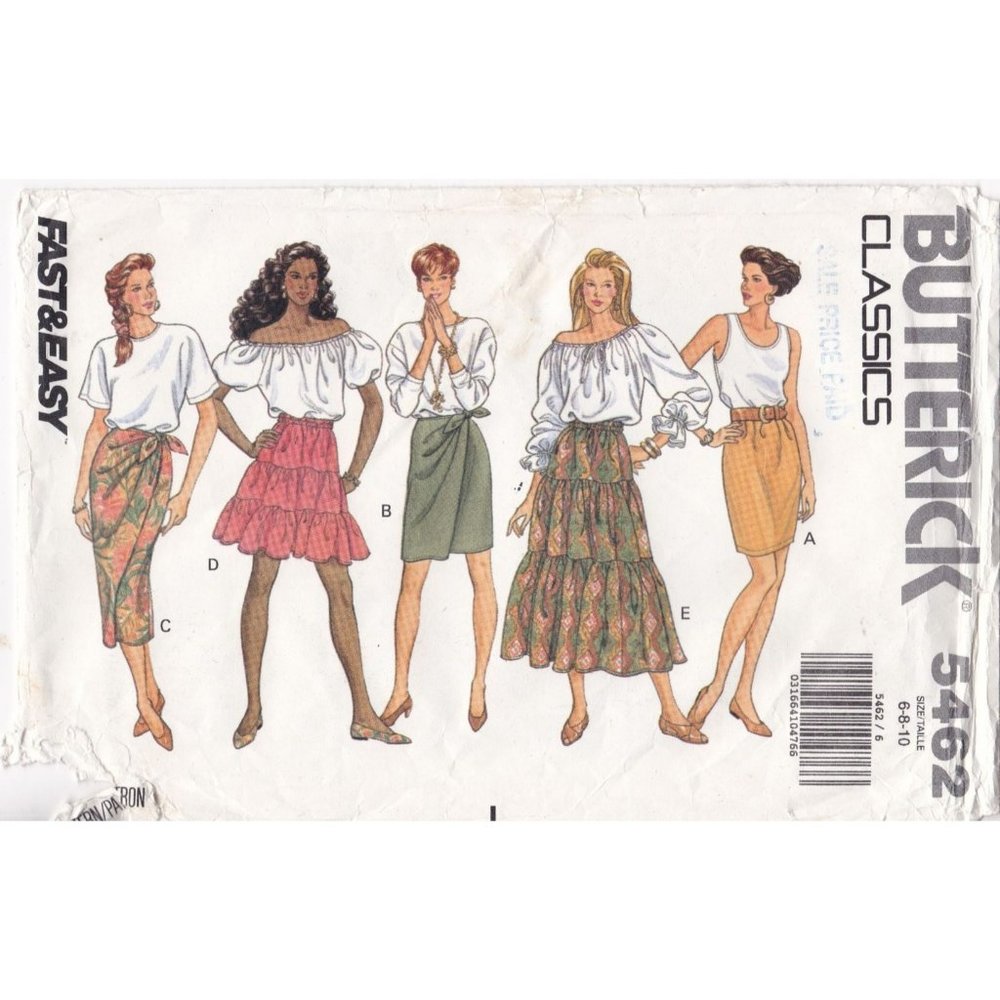 Vintage Sewing PATTERN Butterick 5462, Misses Classics 1991 Fast and Very Easy